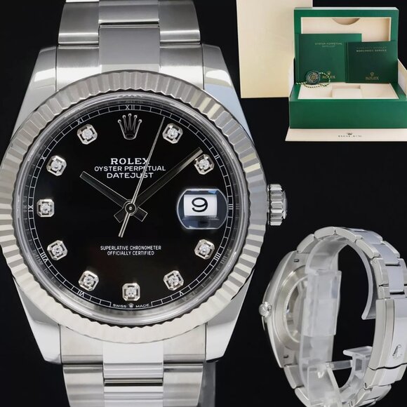 Rolex Men's 41mm Factory Diamond Dial BOX TAG - Picture 1 of 6